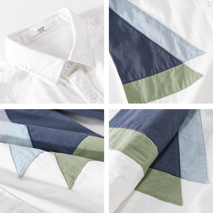Herren Colorblock-Hemd aus Baumwollmix mit langen Ärmeln und kontrastierenden Paneelen Echoarchiv