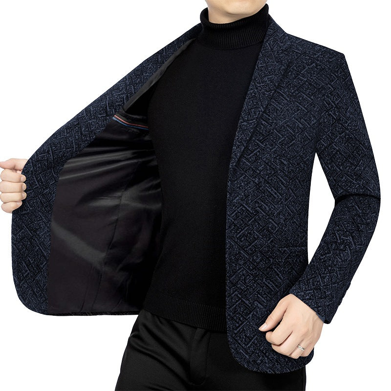 Herren Strukturierter Jersey-Sakko mit leichtem Innenfutter und schmaler Silhouette – Tianoro
