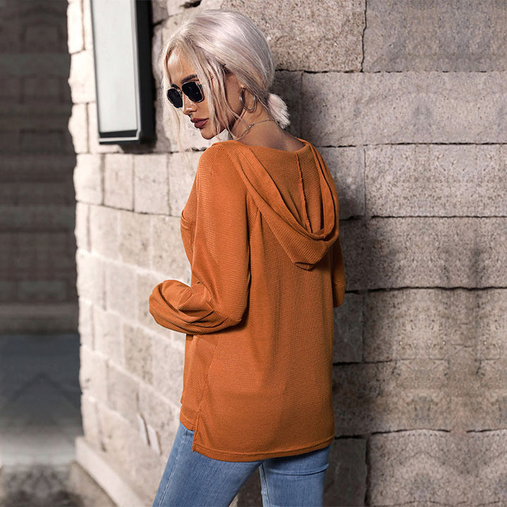 Damen Lässiges Langarmshirt mit Knopfleiste Echo Archiv