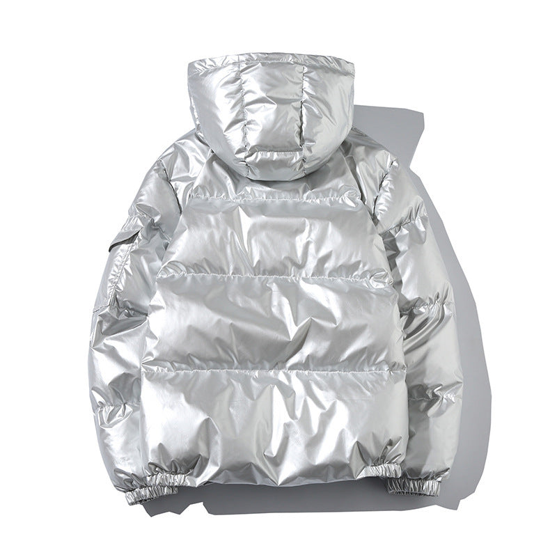 Herren Hochglänzende Wattierte Kapuzenjacke mit Steppung und Thermo‑Füllung Echo Archiv