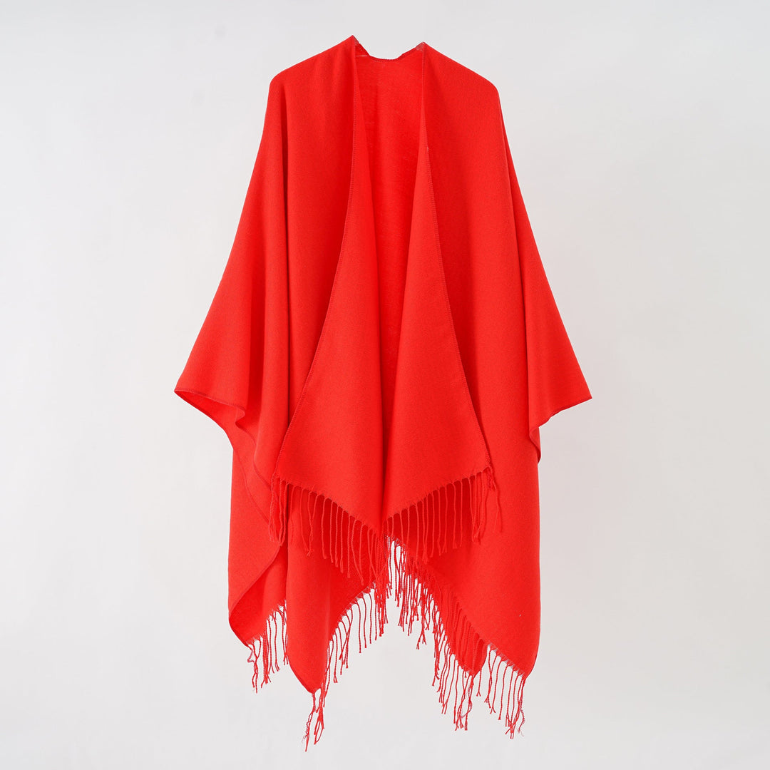 Damen Modischer Fransen-Poncho Aus Weichem Material mit Luxuriösem Fall Echoarchiv