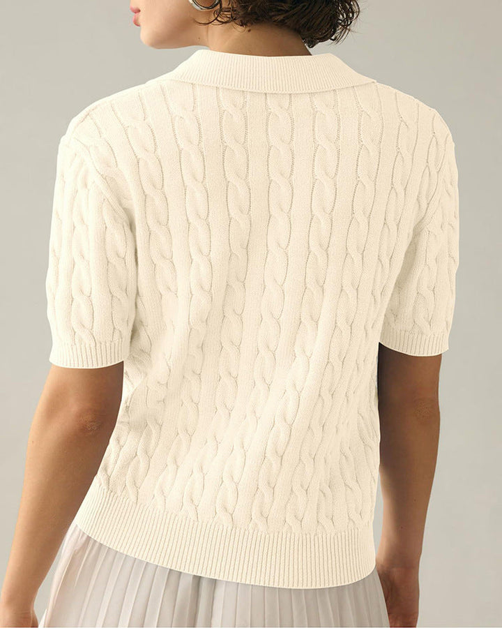 Echoarchiv | Polo-Kragen Twist Strickpullover