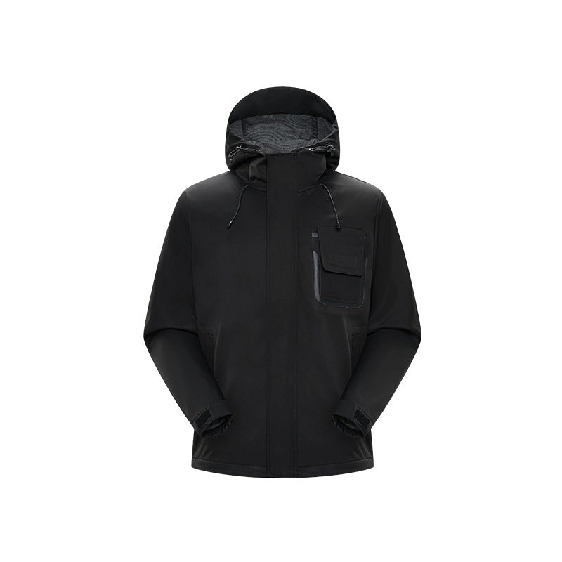 Herren Technische Funktionsjacke mit Kapuze, wasserabweisendem Softshell und Brustklappen-Tasche Echo Archiv