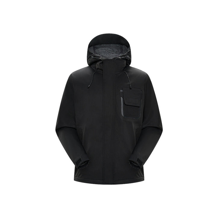 Herren Technische Funktionsjacke mit Kapuze, wasserabweisendem Softshell und Brustklappen-Tasche Echo Archiv