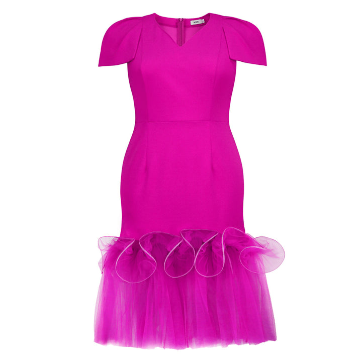 Damen figurbetontes Kleid mit voluminösen Puffärmeln und Tüllrock Echo Archiv
