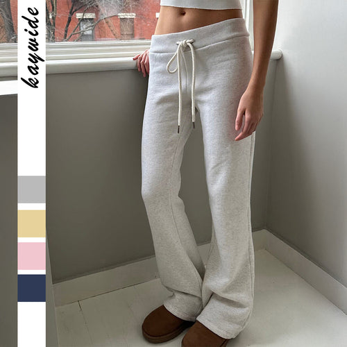 Damen Hochbund Loungehose mit Kordelzug, ausgestelltem Bein und weichem Sweatmaterial – Avélisse