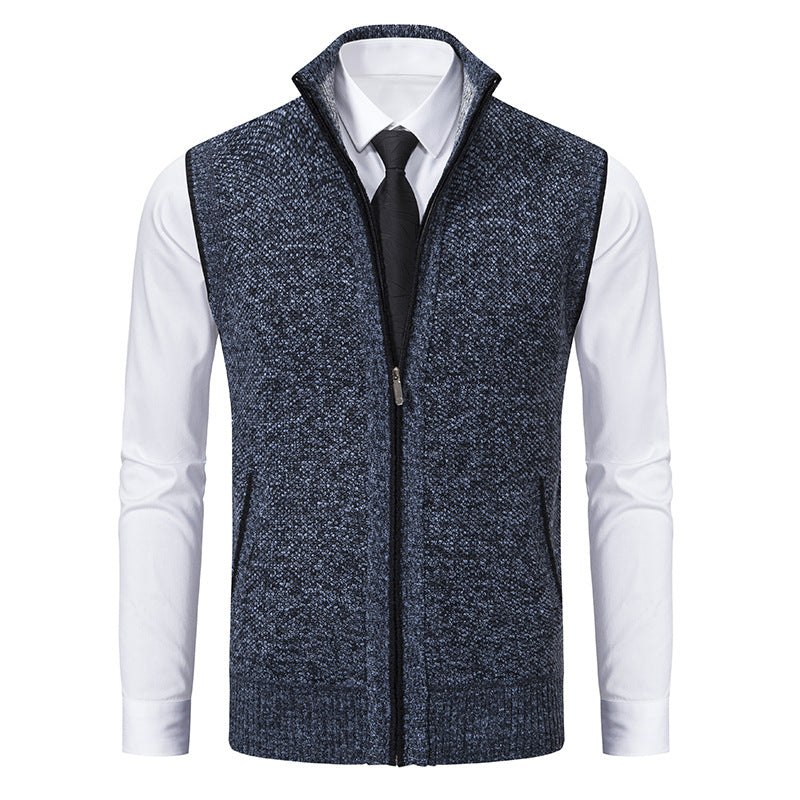 Herren nan elegante Strickweste mit Stehkragen und verdecktem Reißverschluss Echo Archiv