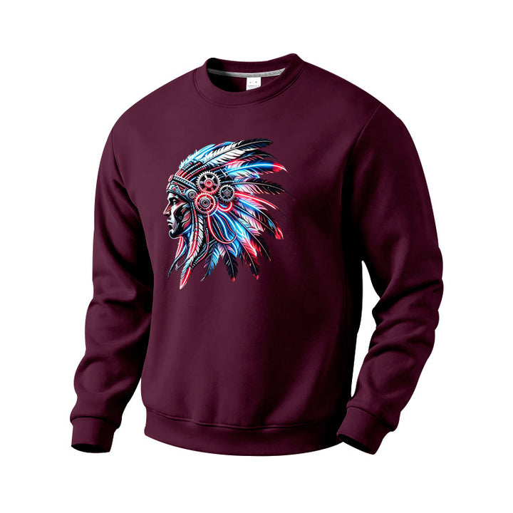 Herren Sweatshirt mit detailreichem Federschmuck-Print Echoarchiv