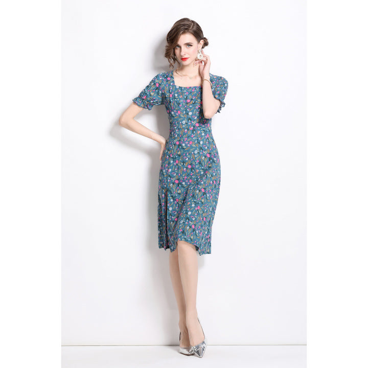 Damen Midikleid mit floralem Druck und seitlichem Schlitz Echo Archiv