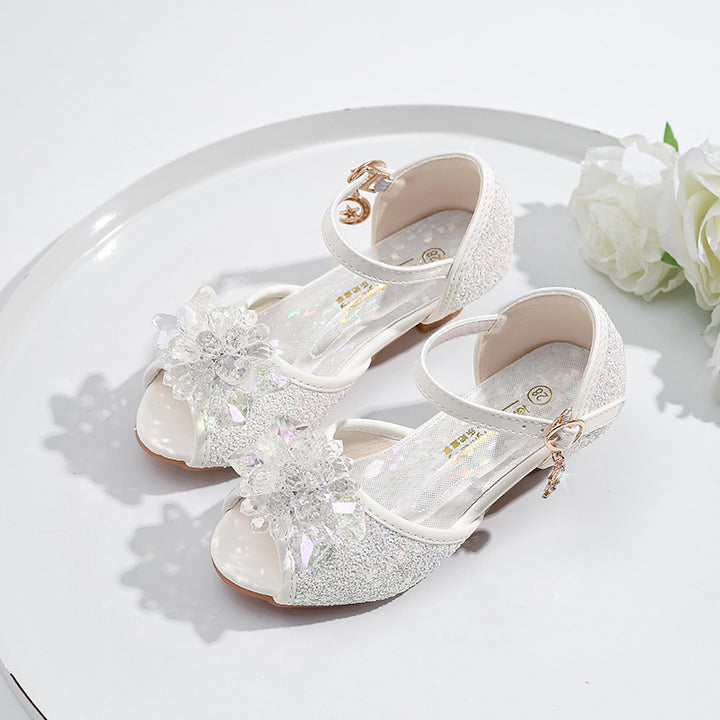 Mädchen Glitzernde Festtagschuhe mit Blumenapplikation Echo Archiv