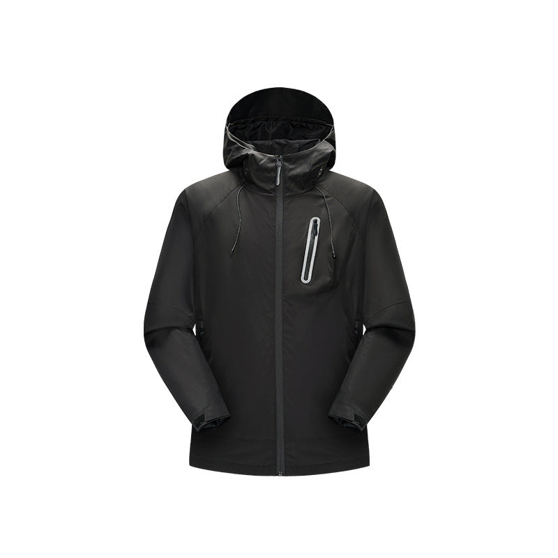 Herren Wasserdichte Softshell-Regenjacke mit verstellbarer Kapuze und Brustreißverschluss Echo Archiv