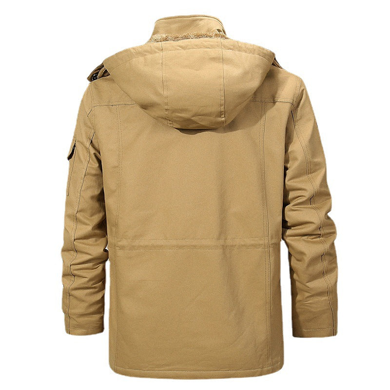 Herren Canvas-Fieldparka mit herausnehmbarer Teddy-Innenjacke, Kordelzug und Mehrfach-Taschen – Taviero