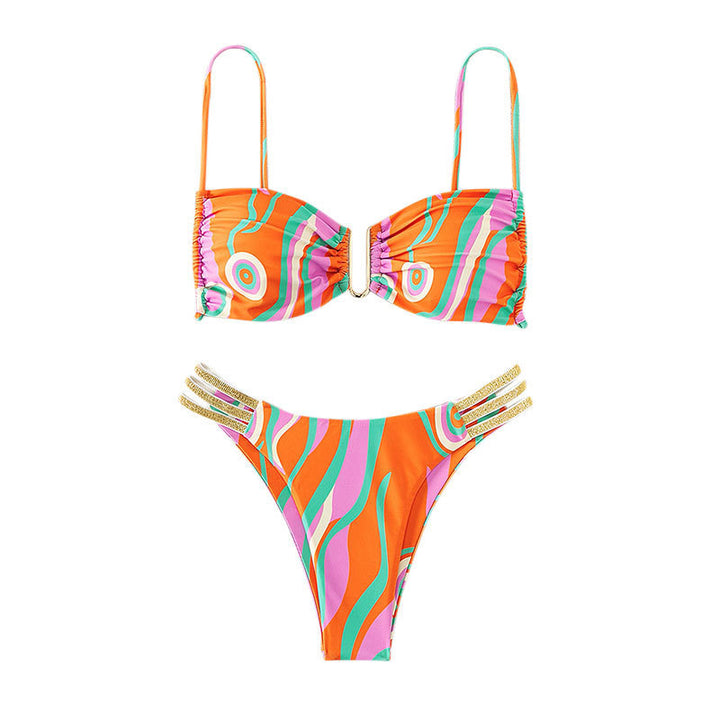Damen Triangel-Bikini mit elegantem Rüschendetail und glitzernden Trägern Echo Archiv
