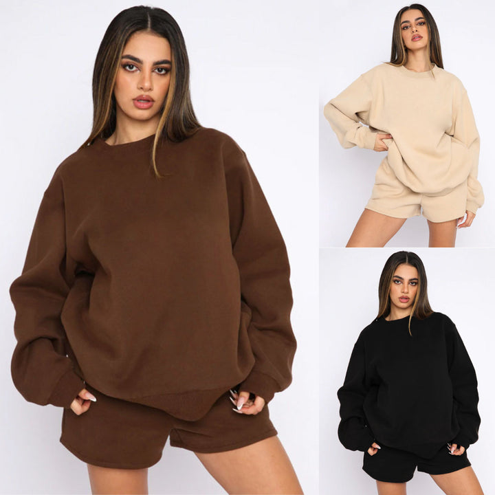 Damen nan weites Sweatshirt und Shorts Haus-Set aus weichem Frottee Echo Archiv