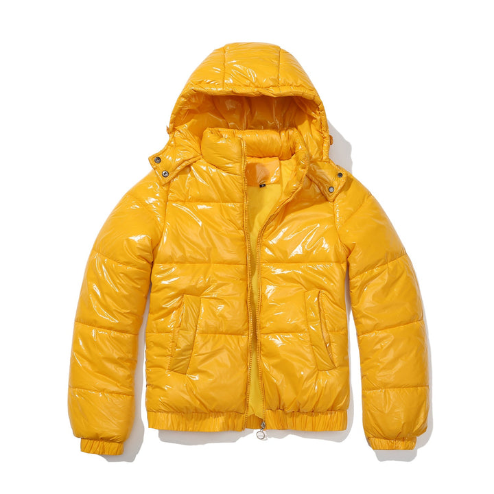 Damen glänzende Steppjacke mit abnehmbarer Kapuze Echoarchiv