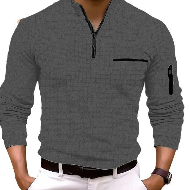 Herren sportliches Oberteil mit halbem Reißverschluss und strukturiertem Design Echoarchiv
