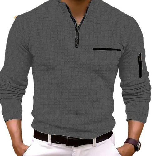 Herren sportliches Oberteil mit halbem Reißverschluss und strukturiertem Design Echoarchiv