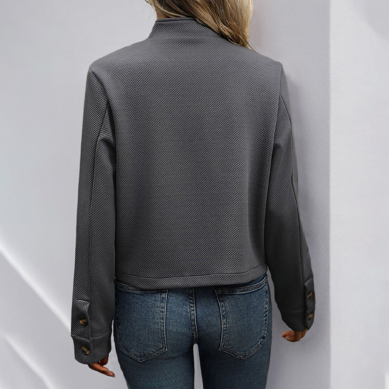 Damen Modische Kurzjacke mit Hochkragen und Knöpfen Echo Archiv
