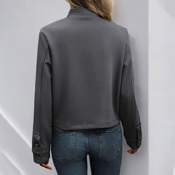 Damen Modische Kurzjacke mit Hochkragen und Knöpfen Echo Archiv