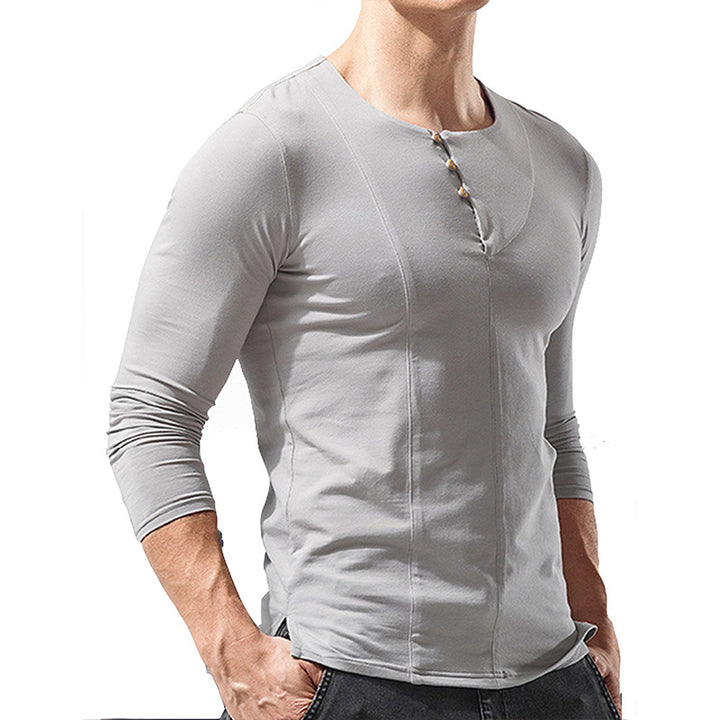 Herren Langarmshirt mit modischen Knopfdetails Echoarchiv