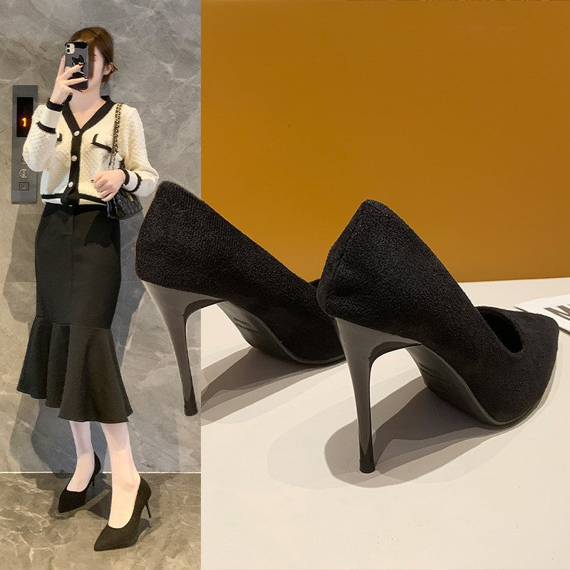 Damen nan spitze Veloursleder-Optik Pumps mit gepolstertem Fußbett und schlankem Stilettoabsatz Echo Archiv