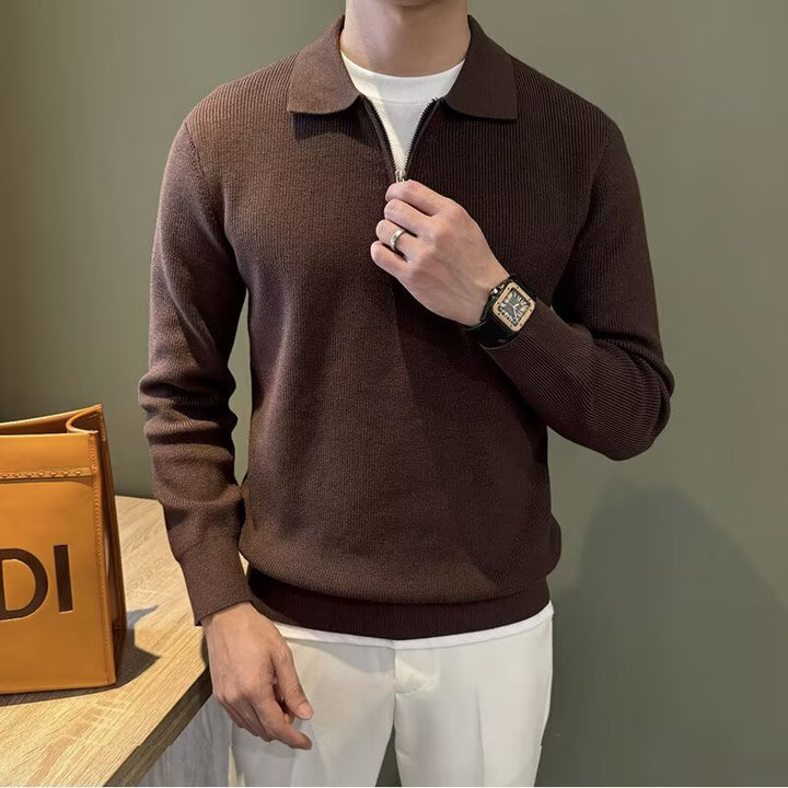 Herren Elegantes Pullover mit Stehkragen und Reißverschluss Echoarchiv