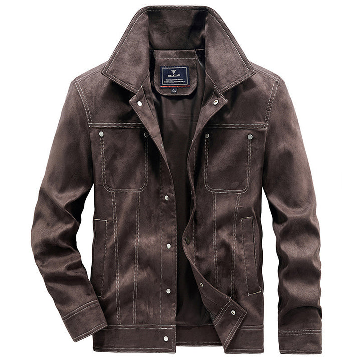 Herren Truckerjacke im Western‑Style mit Kontrastnähten und Druckknopffront Echo Archiv