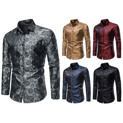 Herren Hemd mit floralen Prägungen und elegantem Glanz Echoarchiv