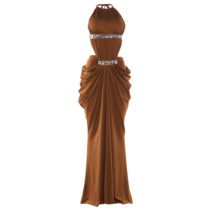 Damen Elegantes Maxikleid mit raffiniertem Drapierungseffekt und glitzernden Akzenten Echo Archiv