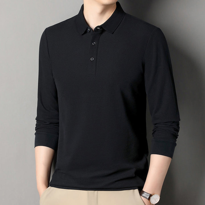 Herren Langarm‑Polo aus atmungsaktivem Baumwoll‑Stretch mit feinem Polokragen Echo Archiv