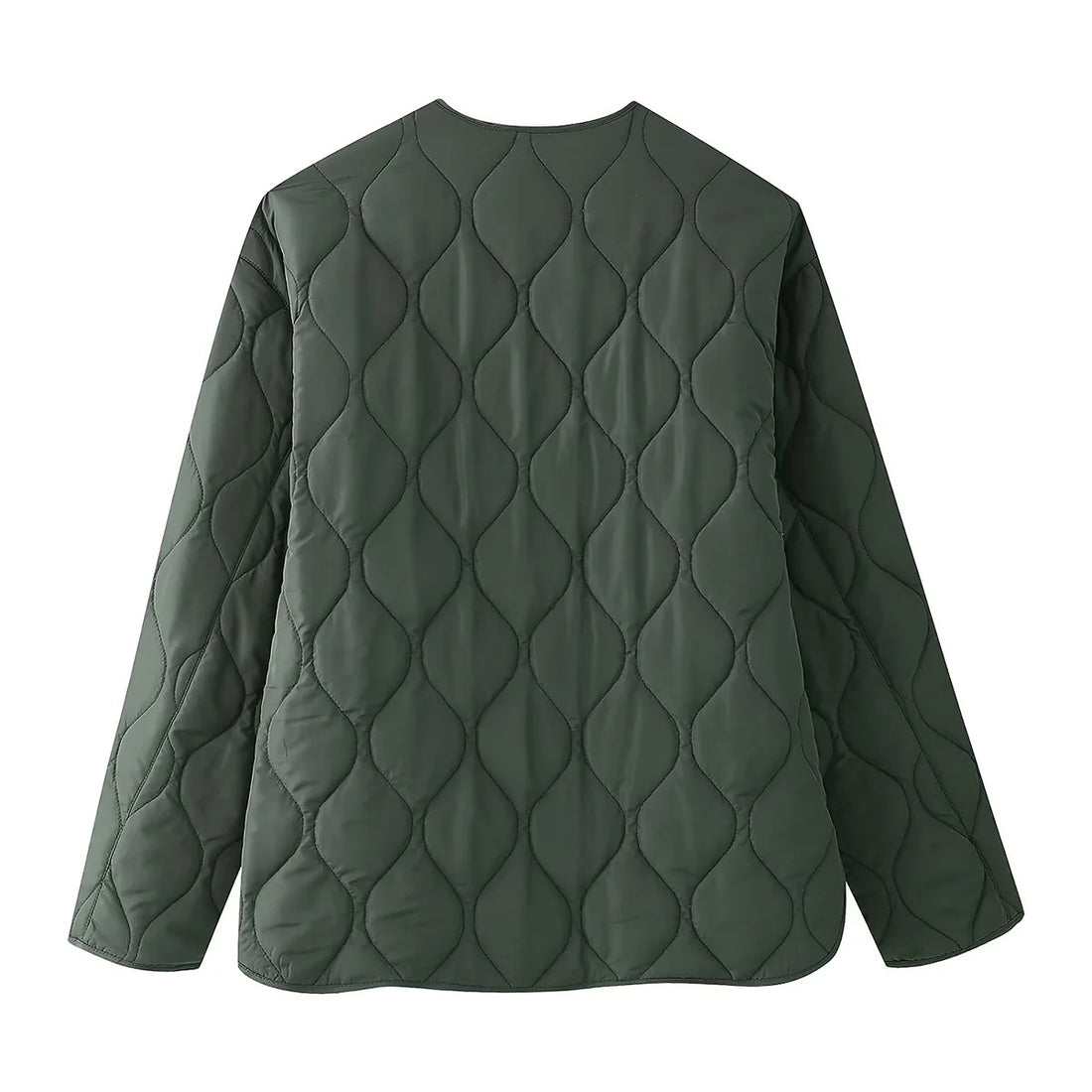 Damen leichte A‑Linien Steppjacke mit Tropfensteppung, Rundhalsausschnitt und aufgesetzten Fronttaschen – Célinea
