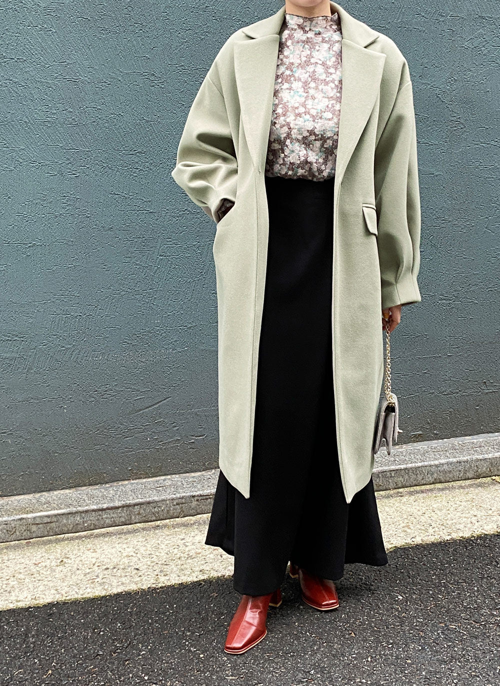 Damen Longline Wollmix-Mantel mit kastiger Oversize-Passform und cleanem Revers Echoarchiv