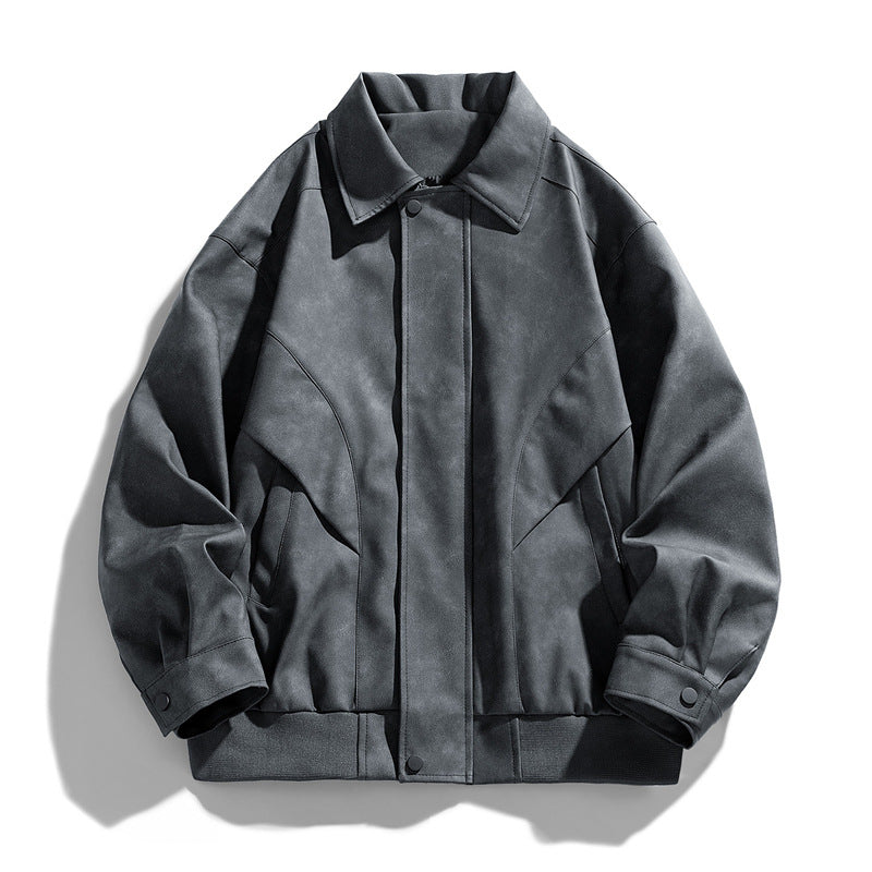 Herren Designer Kunstlederjacke mit strukturiertem Kragen Echo Archiv