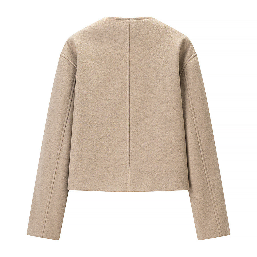 Damen Kurzer Boxy-Wollmix-Blazer mit asymmetrischer Knopfleiste Echo Archiv