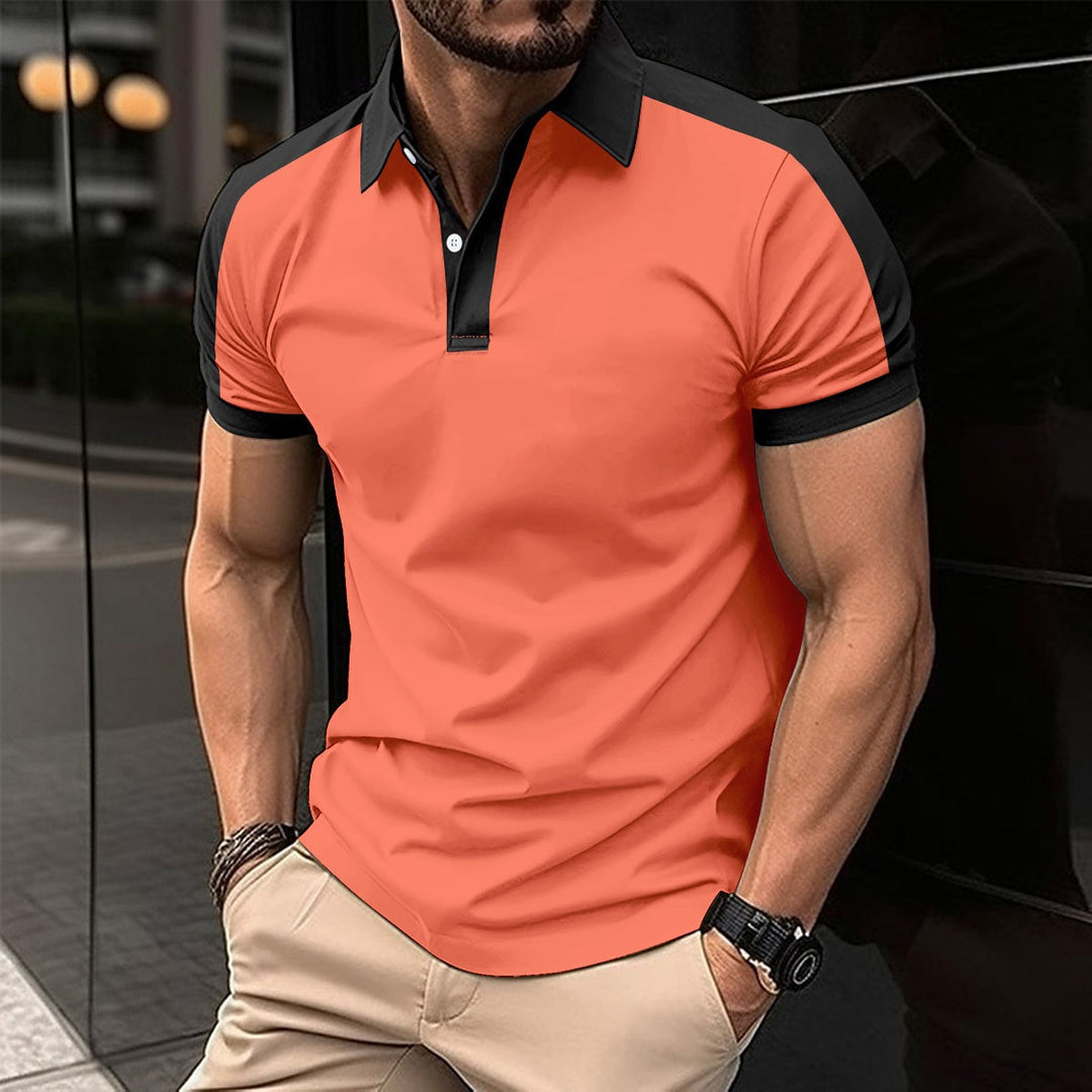 Herren Kurzarm Poloshirt mit modernem Schnitt und kontrastierenden Ärmeln Echoarchiv