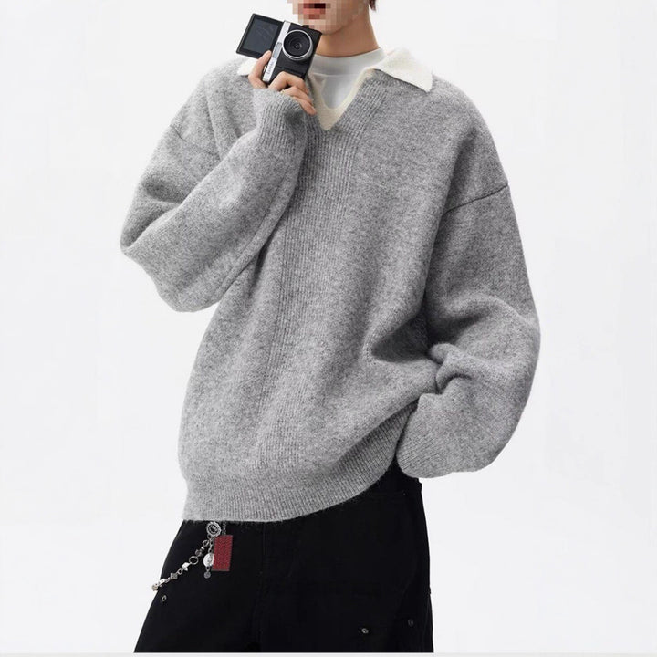 Damen Eleganter Grobstrickpullover mit V-Ausschnitt Echo Archiv