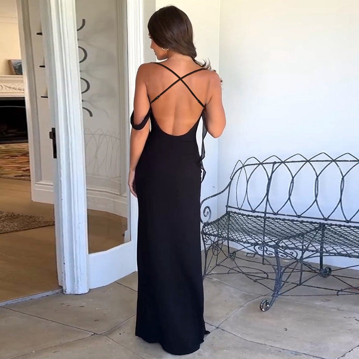 Damen Maxikleid mit verführerischem Schnitt und raffinierten Rüschendetails Echo Archiv