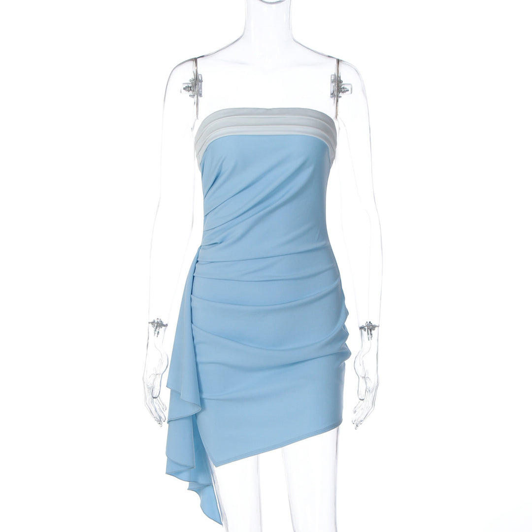 Damen raffiniertes Wickelkleid mit asymmetrischem Saum und eleganten Falten Echo Archiv