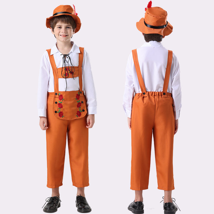 Damen nan folkloristisches Kinderdirndl mit geschnürtem Mieder und bestickter Schürze Echo Archiv