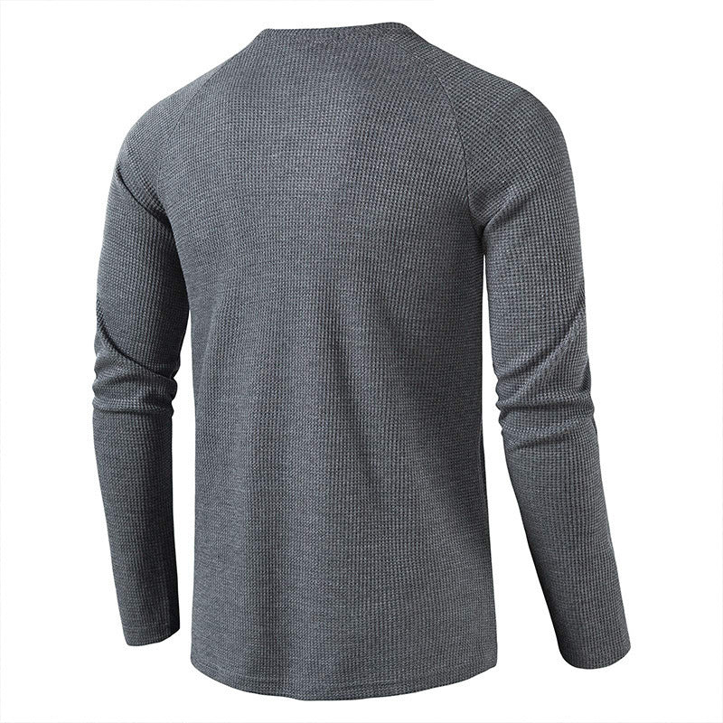 Herren Langarm-Henley-Shirt mit strukturierter Oberfläche Echoarchiv