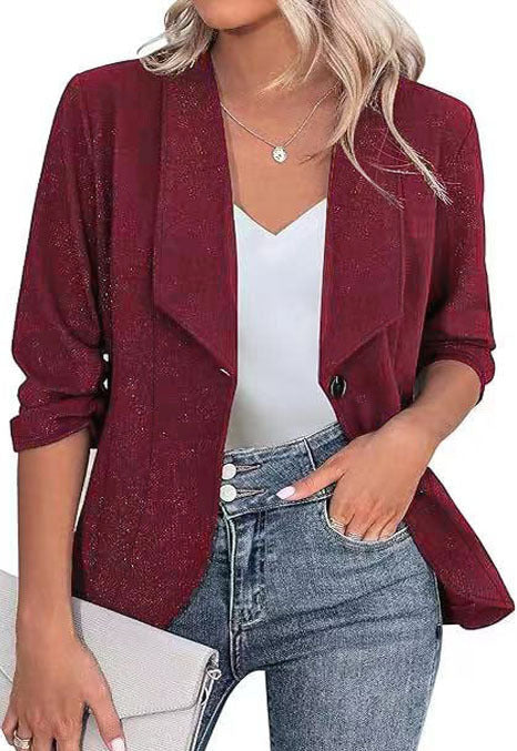 Damen Glitzer Blazerjacke mit femininer Silhouette und elegantem Revers Echoarchiv