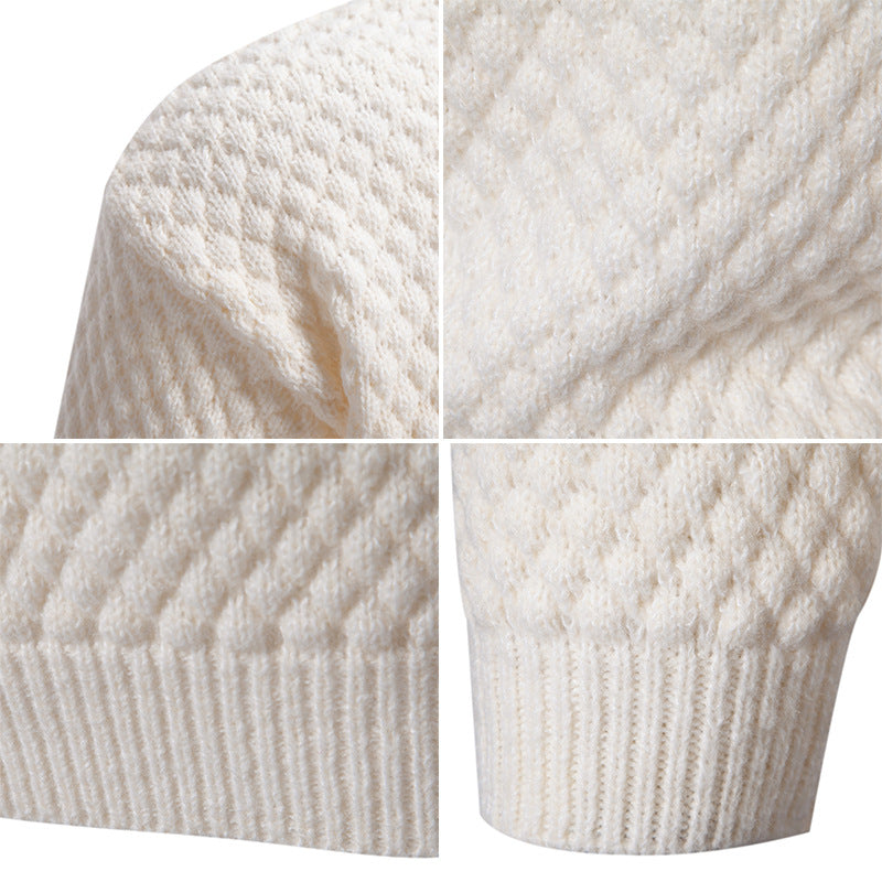 Herren Strickpullover mit hohem Kragen und strukturierter Oberfläche Echoarchiv