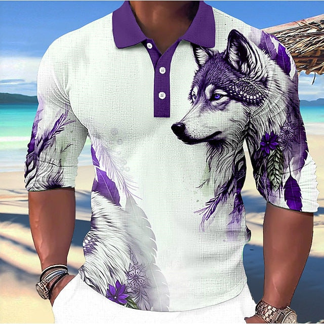 Herren Polo-Shirt mit einzigartigem Wolfsdesign Echoarchiv