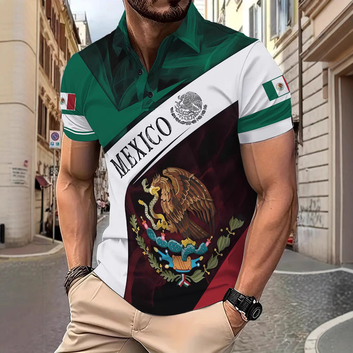 Herren Polohemd mit mexikanischem Nationaldesign Echoarchiv