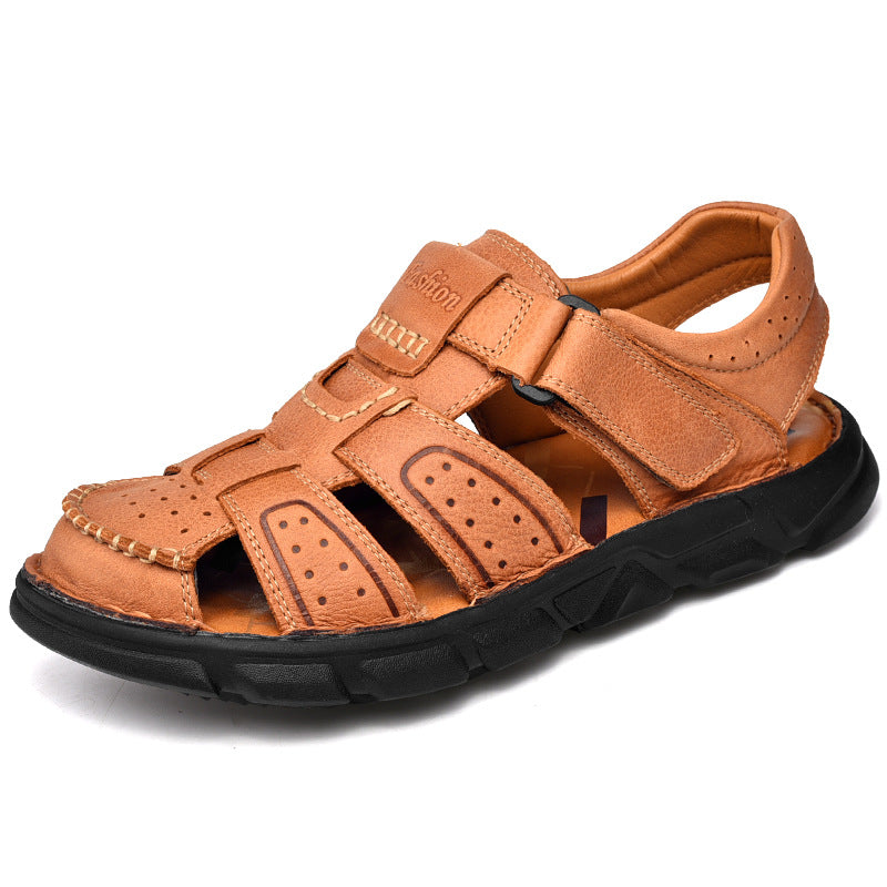 Herren Ledersandalen mit verstellbarem Klettverschluss und rutschfester Sohle Echoarchiv