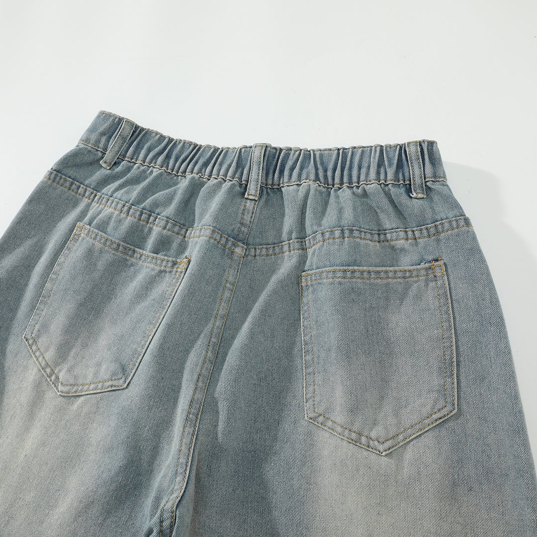 Damen Weite High‑Waist Baggy‑Jeans mit Ballon‑Silhouette und Used‑Waschung Echoarchiv