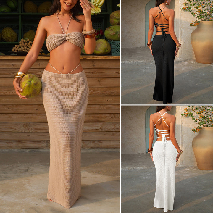 Damen Strickkleid mit Crop-Top und hohem Taillenbund Echo Archiv