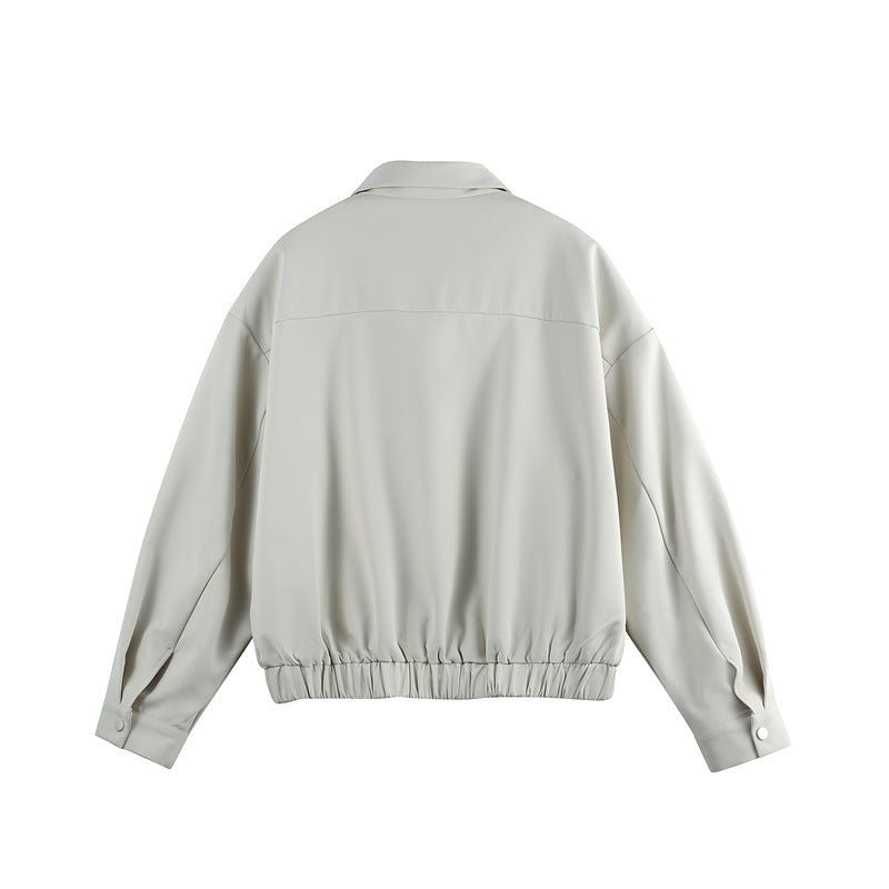 Unisex Leichter Blouson mit Umlegekragen, verdecktem Reißverschluss und elastischem Saum Echoarchiv