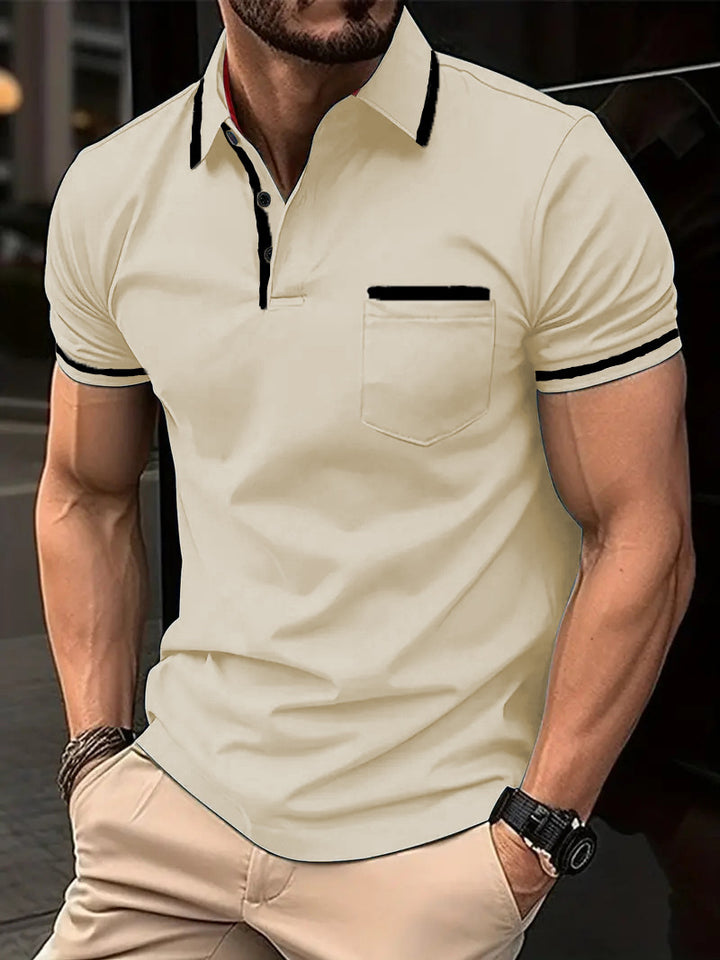 Herren Poloshirt mit kontrastierenden Details und praktischer Brusttasche Echoarchiv
