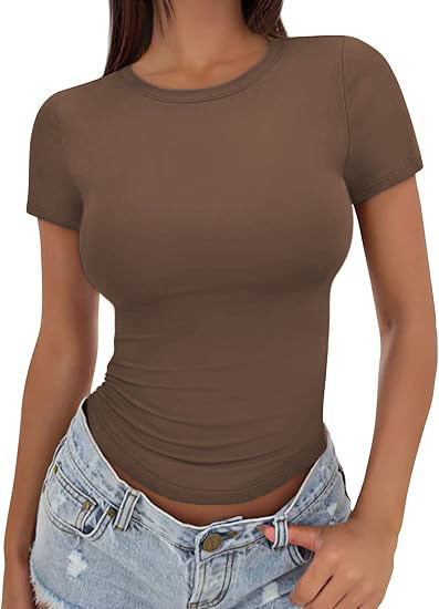Damen figurbetontes Kurzarm-T-Shirt aus elastischem Material Echo Archiv